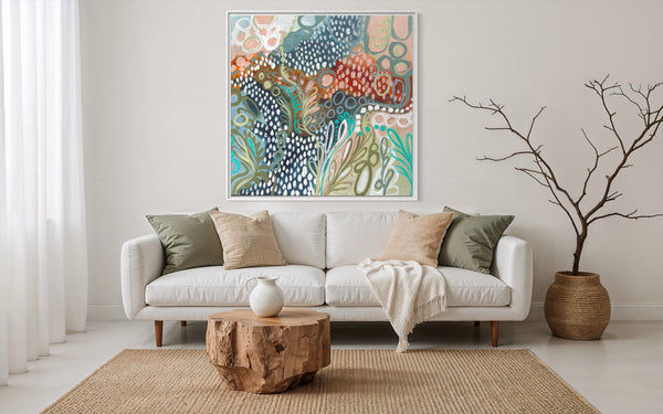 Picnics with Picasso -original on Belgian linen   - 90x90 Cm