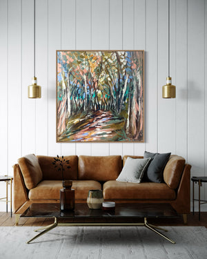 Shaded gum trail -original on belgian linen - 90x90 Cm