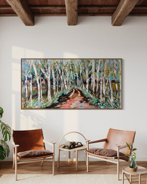 Eucalyptus lane- original on Belgian linen 75 x150 cm