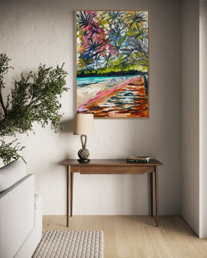 Vibrant summer- noosa boardwalk   - 60x90 cm - original on Belgian linen