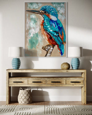 Azure Kingfisher-original on Belgian linen 75x100 Cm