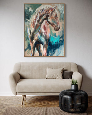 Blue mist -Original on Belgian linen  90x120  Cm