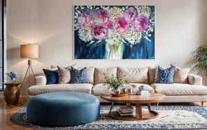 Midnight Melody peony - original on gallery canvas 100x150  cm