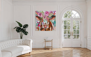 Florence -original on Belgian linen   - 90x90 Cm