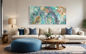 Daintree Reef and Rainforest - original on gallery canvas 90x180 cm