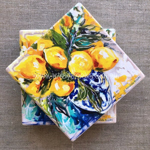 Aimee Lemon Vase Trivet Coasters