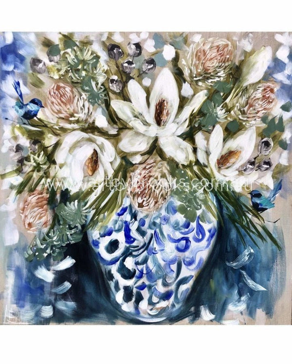 Antique Vase And Magnolias -Art Print Art