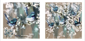 Blue Wrens And Cherry Blossoms Cards