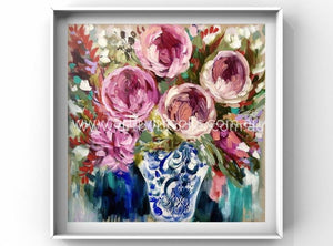 Bold Blooms And Antique Vase -Art Print Art