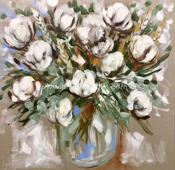 Bouquet Of Cotton Blooms -Art Print Art