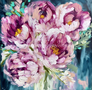 Count Your Blessings Peony - Original On Gallery Canvas 120X120Cm Medium Sized Originals