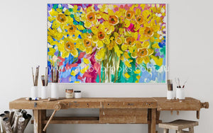 Darling Daffodils - 60X90 Cm Original On Gallery Canvas Medium Sized Originals