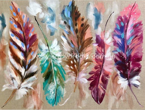 Delicate Feathers - Original On Belgian Linen 75 X100 Cm Originals