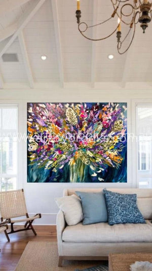 Delicate Fern Banksia And Wildflowers - Original On Canvas 120X150 Cm Medium Sized Originals
