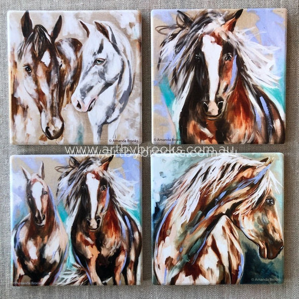 Freedom Horses ( Set Of 4 ) Coasters