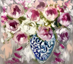 Full Bloom Peonies - Original On Canvas 90X100 Cm Original