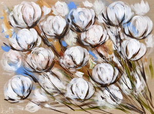 Glowing Australian Cotton Blooms - Original On Belgian Linen 75 X100 Cm Original