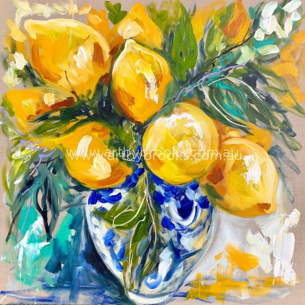 Golden Lemon Vase -Art Print Art
