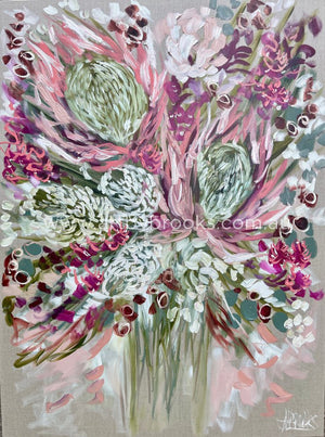 Grand Protea And Native Blooms- Art Print Art