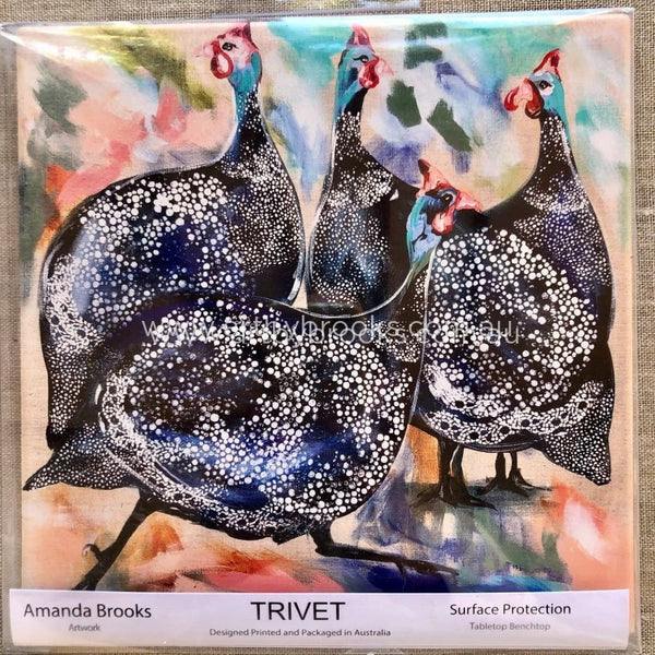 Guinea Fowl Family Trivet Coasters