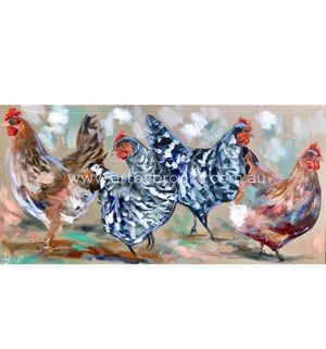 Happy Hens - Original On Belgian Linen 75 X150 Cm