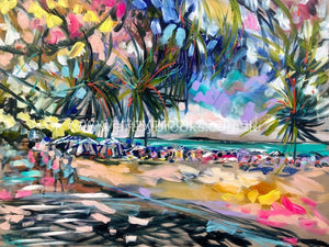 Happy Holidays - Noosa Main Beach Art Print Art Prints