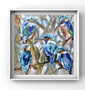 Kingfishers And Bulrushes - Art Print Art