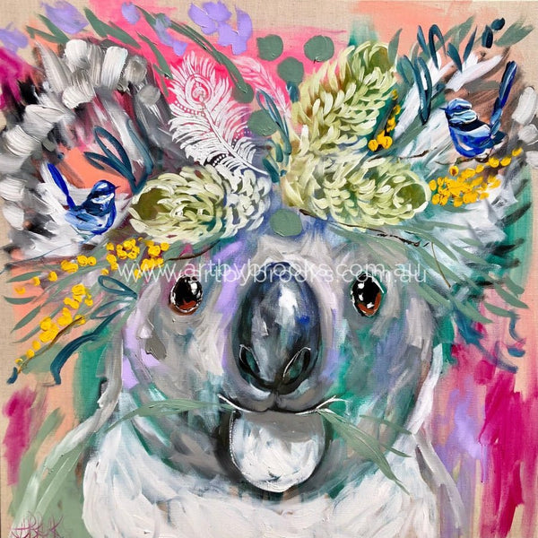 Koala And Blue Wrens -Art Print Art