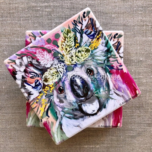 Koala And Blue Wrens Coasters