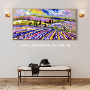Lavender Fields In Old Provence - Original On Canvas 75 X150 Cm Original