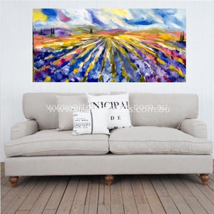Lavender Fields -Original On Canvas 75 X150 Cm Original