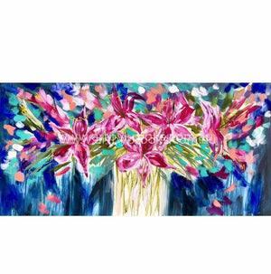 Midnight Oriental Lily - Original On Canvas 75 X150Cm Originals