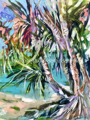 Pandanus Palms At Sunset - Art Print Art Prints