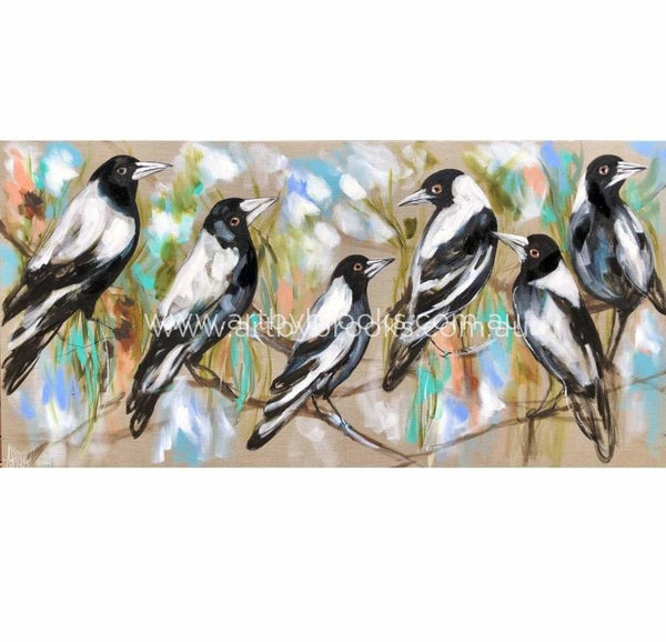 Six Magpies Singing -Art Print Print