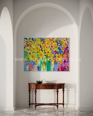 Springtime Daffodil-Original On Gallery Canvas 90X120 Cm Medium Sized Originals