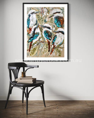 Summer Forest Kookaburra And Banksia - Art Print Art Prints