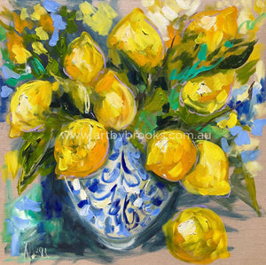 Summer Lemon Vase -Art Print Art