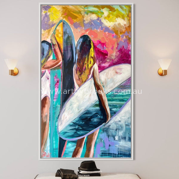 Surf On Sunset - Original Gallery Canvas 90X150 Cm Medium Sized Originals