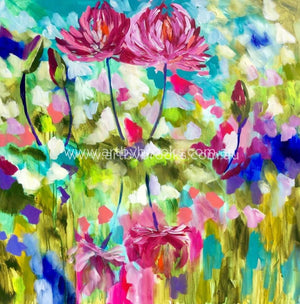 Waterlillies - Original On Canvas 120 X120 Cm Originals