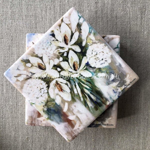 White Hydrangea Bouquet Coasters