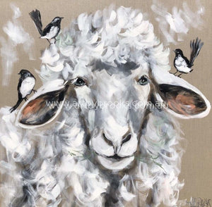 Wooly Sheep And Willy Wagtails - Art Print Art